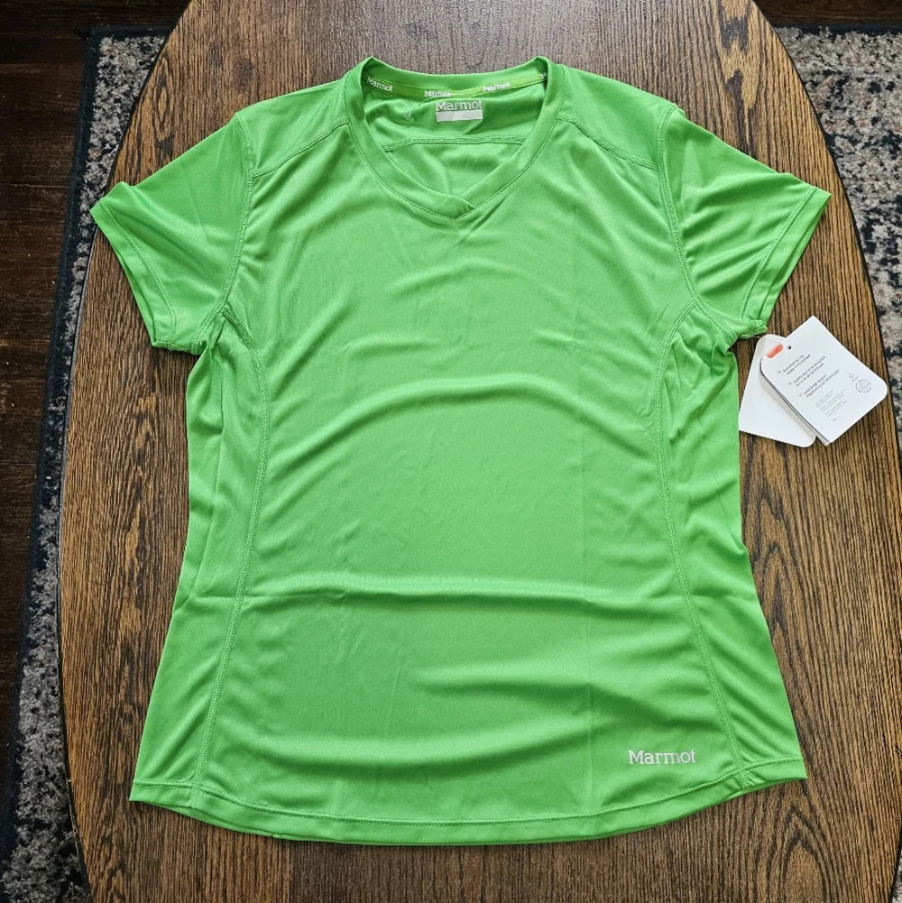 Marmot Race Kate Bright Grass Green T-shirt Size Women's Large NEW with Tags